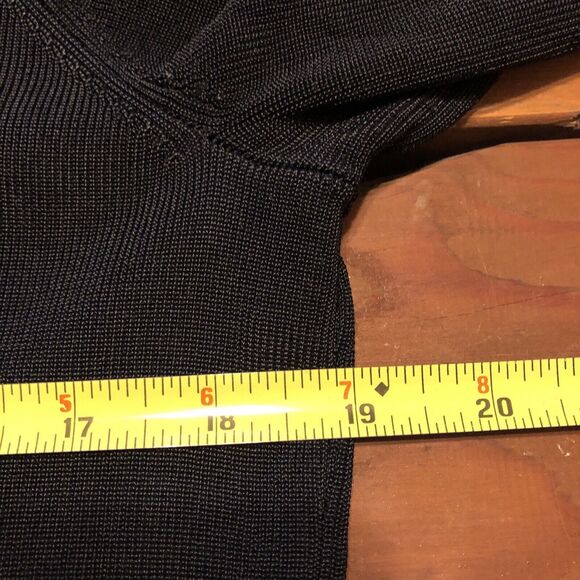 Black Slinky Knit Beaded Shirt Christmas Balls Ornaments Long Sleeve Size Medium - Picture 14 of 16